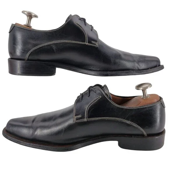 Vintage Italian McDowell Mens 9.5D /8.5UK Black Leather Dress Shoes Derby Oxford - Picture 9 of 12